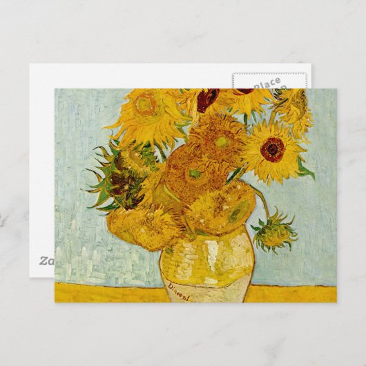 Vincent Van Gogh 12 Sonnenblumen Impressionist Postkarte (Vorne/Hinten)