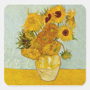 Vincent Van Gogh 12 Sonnenblumen Impressionist Quadratischer Aufkleber