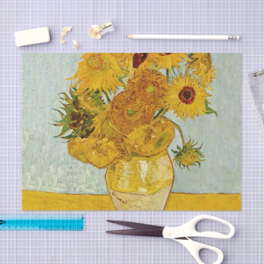 Vincent Van Gogh 12 Sonnenblumen Impressionist Seidenpapier (Handwerk)