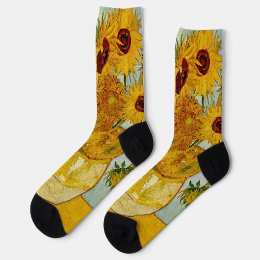 Vincent Van Gogh 12 Sonnenblumen Impressionist Socken (Linkes Detail)