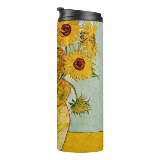 Vincent Van Gogh 12 Sonnenblumen Impressionist Thermosbecher (Nach rechts gedreht)