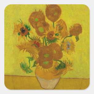 Vincent Van Gogh 15 Sonnenblumen Gemälde Quadratischer Aufkleber