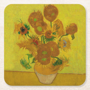 Vincent Van Gogh 15 Sonnenblumen Gemälde Rechteckiger Pappuntersetzer