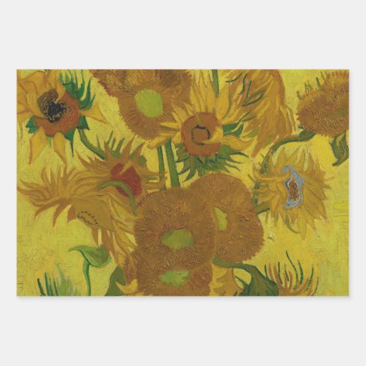Vincent Van Gogh 15 Sonnenblumen Malerei Geschenkpapier Set (Vorderseite)