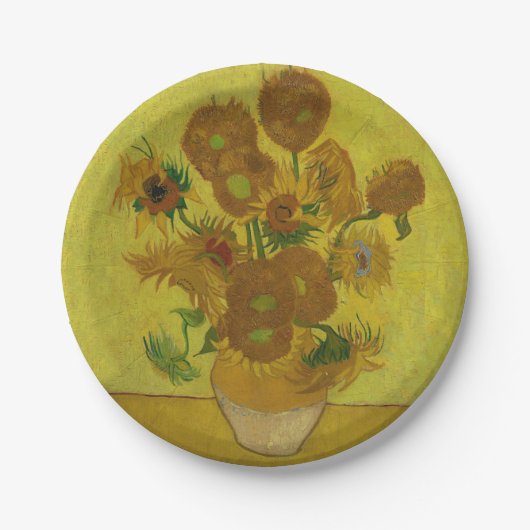 Vincent Van Gogh 15 Sonnenblumen Malerei Pappteller (Vorderseite)