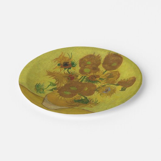Vincent Van Gogh 15 Sonnenblumen Malerei Pappteller (Schrägansicht)