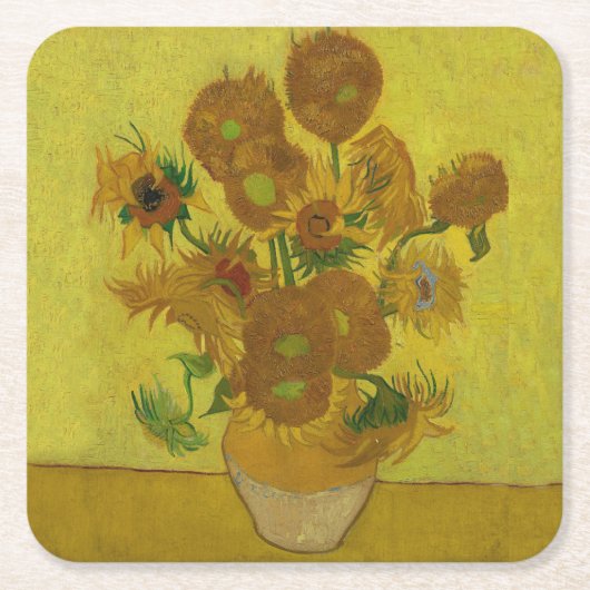 Vincent Van Gogh 15 Sonnenblumen Malerei Rechteckiger Pappuntersetzer (Vorderseite)