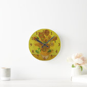 Vincent Van Gogh 15 Sonnenblumen Malerei Runde Wanduhr (Zuhause)