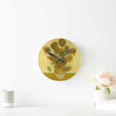 Vincent Van Gogh 15 Sonnenblumen Malerei Runde Wanduhr (Zuhause)