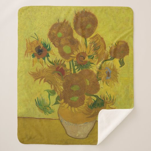 Vincent Van Gogh 15 Sonnenblumen Malerei Sherpadecke (Vorderseite)