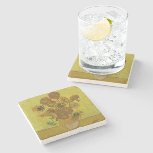 Vincent Van Gogh 15 Sonnenblumen Malerei Steinuntersetzer (Seitenansicht)