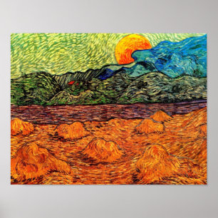 Vincent Van Gogh - Abend Landschaft Rising Moon Poster
