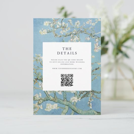 Vincent Van Gogh Almond Blossom Floral Wedding Begleitkarte (Stehend Vorderseite)