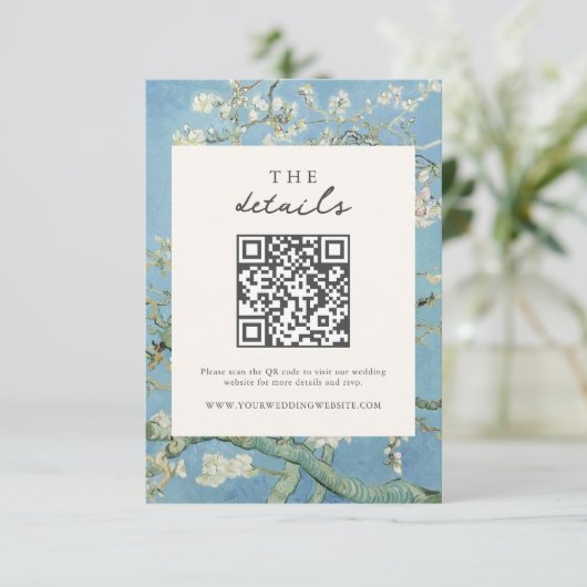Vincent Van Gogh Almond Blossom Floral Wedding Begleitkarte (Stehend Vorderseite)