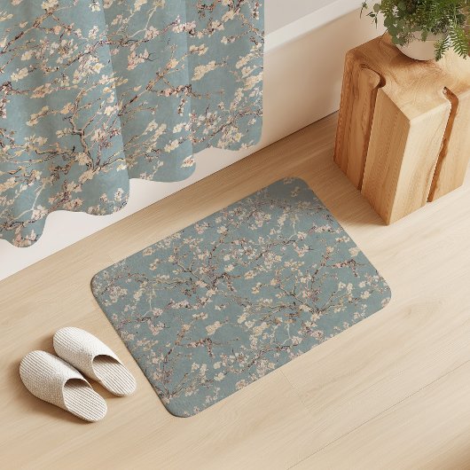 Vincent Van Gogh Almond Blossom on Mint Green Badematte