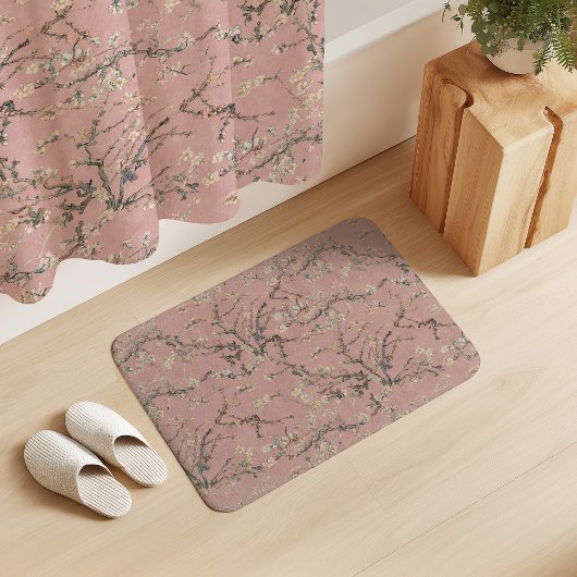 Vincent Van Gogh Almond Blossom on Rose Pink Badematte