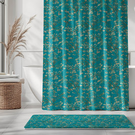 Vincent Van Gogh Almond Blossom on Teal Blue Duschvorhang