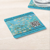 Vincent Van Gogh - Almond Blossom QR-Code Rechteckiger Pappuntersetzer (angewinkelt)