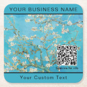 Vincent Van Gogh - Almond Blossom QR-Code Rechteckiger Pappuntersetzer (Vorderseite)