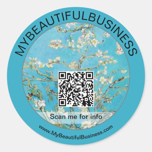 Vincent Van Gogh - Almond Blossom QR-Code Runder Aufkleber (Vorderseite)