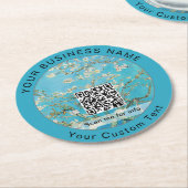 Vincent Van Gogh - Almond Blossom QR-Code Runder Pappuntersetzer (Angewinkelt)