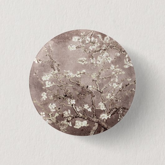Vincent Van Gogh Almond Blossoms Beige Taupe Button (Vorderseite)