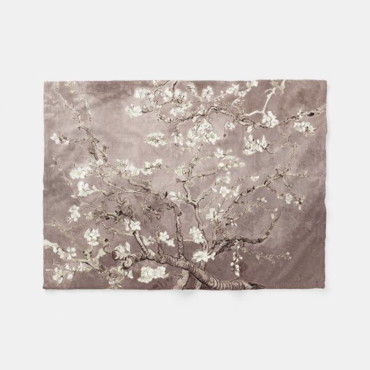 Vincent Van Gogh Almond Blossoms Beige Taupe Fleecedecke (Vorderseite (Horizontal))