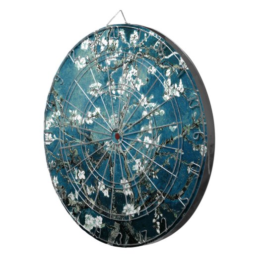 Vincent Van Gogh Almond Blossoms Dark Aquamarin Dartscheibe (Vorderseite rechts)