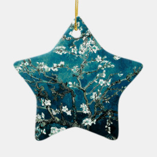 Vincent Van Gogh Almond Blossoms Dark Aquamarin Keramikornament