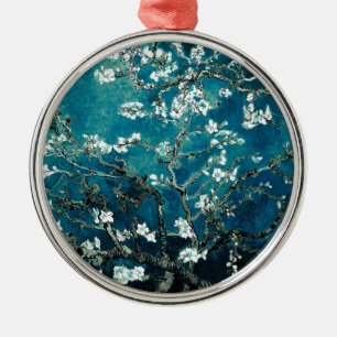 Vincent Van Gogh Almond Blossoms Dark Aquamarin Ornament Aus Metall