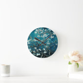 Vincent Van Gogh Almond Blossoms Dark Aquamarin Runde Wanduhr (Zuhause)