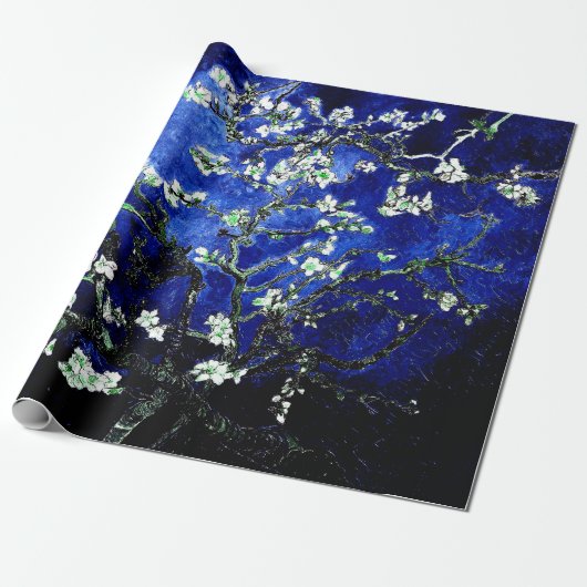 Vincent Van Gogh Almond Blossoms Deep Blue Geschenkpapier (Ungerollt)