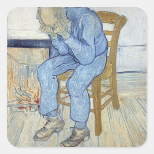 Vincent van Gogh | Alter Mann in Sorrow Quadratischer Aufkleber (Vorderseite)