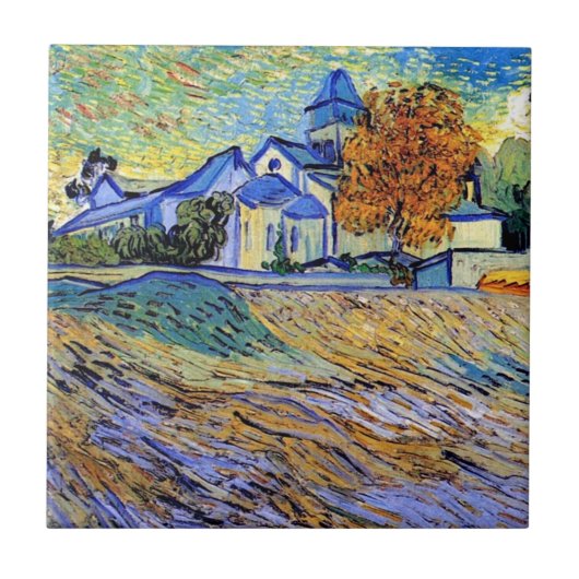 Vincent Van Gogh - Aussicht auf Asyl und Kapelle Fliese (Vorderseite)