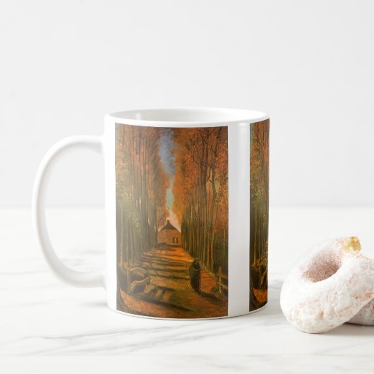 Vincent van Gogh - Avenue of Poplars im Herbst Kaffeetasse (Mit Donut)