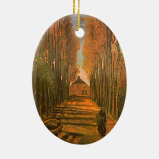 Vincent van Gogh - Avenue of Poplars im Herbst Keramik Ornament (Hinten)