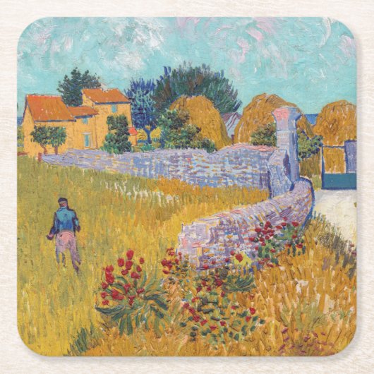 Vincent van Gogh - Bauernhof in der Provence Rechteckiger Pappuntersetzer (Vorderseite)