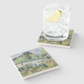 Vincent van Gogh - Bauernhof mit zwei Zahlen Steinuntersetzer (Seitenansicht)