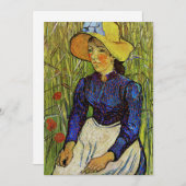 Vincent van Gogh - Bauernmädchen in Strohhut Einladung (Vorne/Hinten)