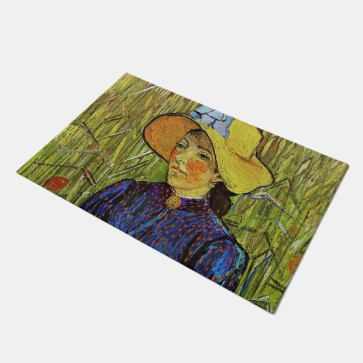 Vincent van Gogh - Bauernmädchen in Strohhut Fußmatte (Schrägansicht)