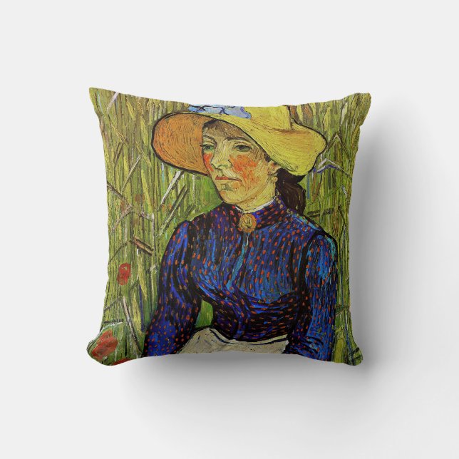Vincent van Gogh - Bauernmädchen in Strohhut Kissen (Vorderseite)