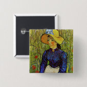 Vincent van Gogh - Bauernmädchen mit Strohhut Button (Vorne & Hinten)
