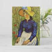 Vincent van Gogh - Bauernmädchen mit Strohhut Dankeskarte (Stehend Vorderseite)