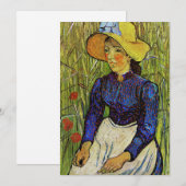 Vincent van Gogh - Bauernmädchen mit Strohhut Dankeskarte (Vorne/Hinten)