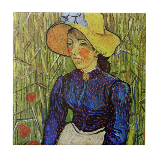Vincent van Gogh - Bauernmädchen mit Strohhut Fliese (Vorderseite)