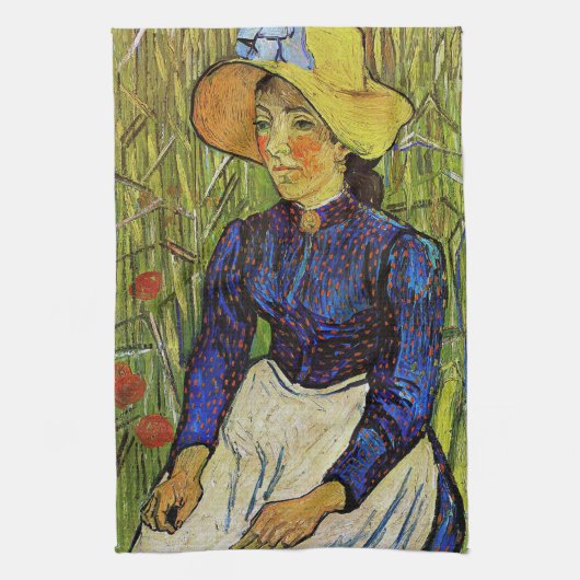 Vincent van Gogh - Bauernmädchen mit Strohhut Geschirrtuch (Vertikal)