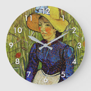 Vincent van Gogh - Bauernmädchen mit Strohhut Große Wanduhr