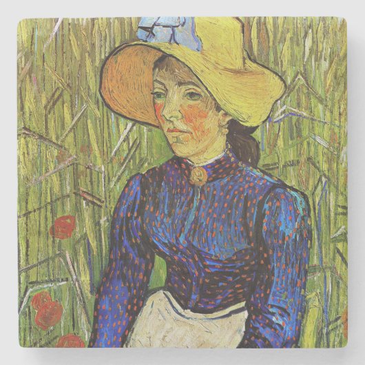 Vincent van Gogh - Bauernmädchen mit Strohhut Steinuntersetzer (Vorderseite)
