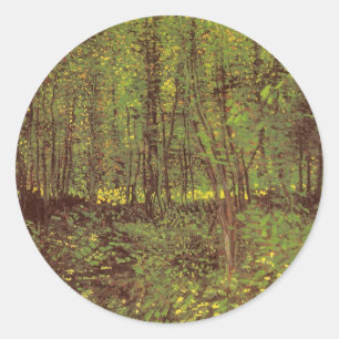 Vincent van Gogh - Bäume und Unterholz Runder Aufkleber
