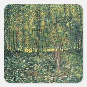 Vincent van Gogh   Bäume und Unterwuchs, 1887 Quadratischer Aufkleber